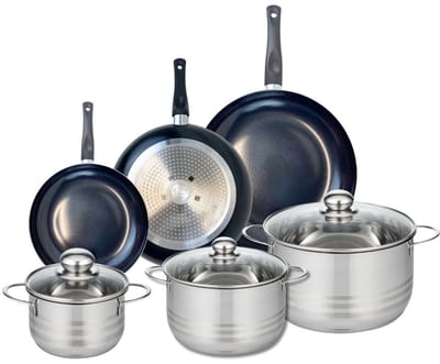 Set van 3 Kookpannen 20, 24 en 28 cm en 3 braadpannen 16, 20 en 24 cm Elo Prima Brillant