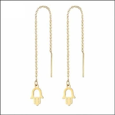 Aramat Jewels | Oorbellen | Stijlvolle RVS Doortrekoorbellen | Hamsa Hand | |1,5mm | Staal | Volwassenen | Verkleurd niet