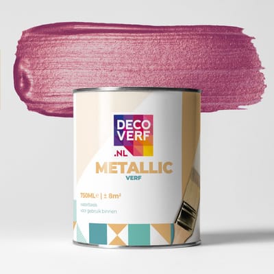 Decoverf metallic verf zuurstokroze, 750ml