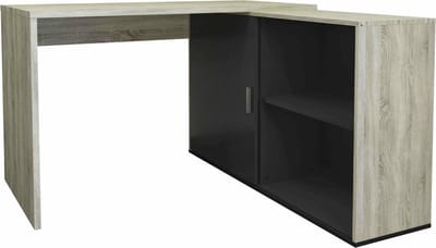 Bureau Rafael Eiken - Zwart - 118x124,5cm - Hoekbureau - Met opbergruimte - Hoogte 75 cm
