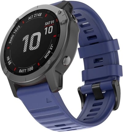 By Qubix - Geschikt voor Garmin bandje - 26mm Quickfit - Siliconen bandje - Donkerblauw - Geschikt voor Garmin Epix Pro Gen 2 (51mm) / Quatix 7X / 6X & Tactix 7 (pro)