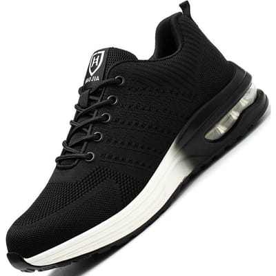 Air Cushion Werk Sneakers Ademende Veiligheidsschoenen Heren Dames Werkschoenen Stalen Neus Werklaarzen Lekvrije Veiligheidslaarzen Unisex 38 black