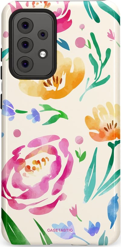 Casetastic hoesje geschikt voor Samsung Galaxy A52 (2021) 5G / Samsung Galaxy A52 (2021) 4G - Dubbellaagse bescherming - Aquarel serenade - Fashion Case - Wit Mintgroen Crème Lichtroze