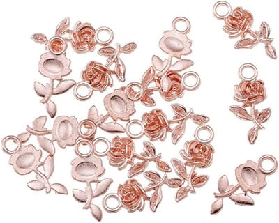 100 stuks legering Rose bloem voor sieraden maken charmes, metalen roos bloem charme hanger voor oorbel ketting armband sieraden maken,20x10mm, 2.0x1.0cm/0.79x0.39inches, Zink, zinklegering