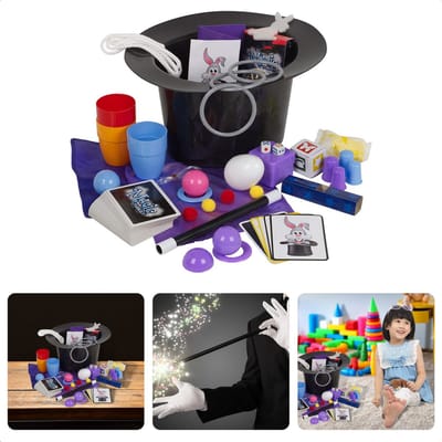 Cheqo® Magische Goocheldoos - 150 Trucs - Magic Tricks Set - Inclusief Goochelhoed en Goochelstok - Met Bekers, Ringen, Ballen, en Meer - Goochelset voor Kinderen - Goochelen
