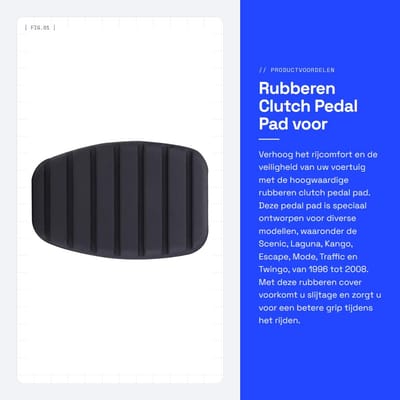 Dailygoods- Koppelpedaal Rubber - Antislip Deksel - Geschikt voor Scenic/Laguna/Kango/Escape/Mode/Twingo - Voor alle series 1996-2008 - Eenvoudig te installeren - Lichtgewicht 30g - Pedalrubber