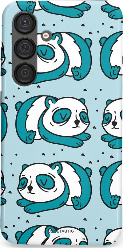 Casetastic hoesje geschikt voor Samsung Galaxy S25 Plus - Dubbellaagse bescherming - Panda dromen - Fashion Case - Lichtgrijs Petrol Wit