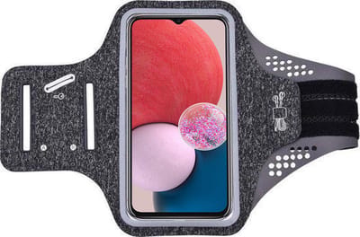 Hoesje Geschikt voor Samsung Galaxy A13 hardloop telefoonhouder – armband - sportband - van stof - Zwart
