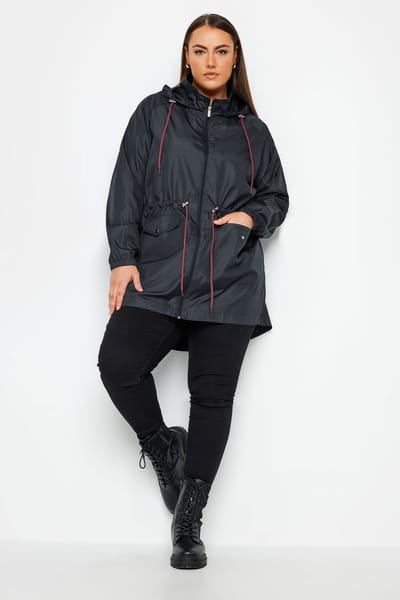 Yours Lichtgewicht Parka Met Capuchon In Donkerblauw Size 42
