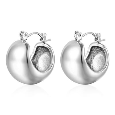 Marama - Oorbellen Meave Zilver - zilver plated - stainless steel - half ronde hoop - nikkelvrij - cadeau - comfortabel ontwerp