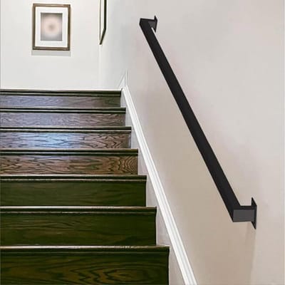 Trapleuning Set - Muursteun Reling - Veilig Lopen - Hoge Draagkracht - 150 cm - Zwart