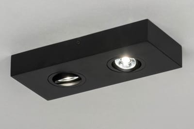 Lumidora Opbouwspot 73301 - PURE - 2 Lichts - Ingebouwd LED - 6.0 Watt - 600 Lumen - 2700 Kelvin - Zwart - Metaal - Badkamerlamp
