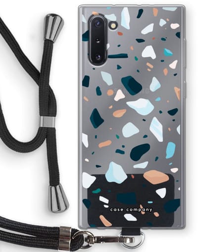 Case Company® - Hoesje met koord geschikt voor Samsung Galaxy Note 10 hoesje met Koord - Terrazzo N°13 - Telefoonhoesje met Zwart Koord - Bescherming aan alle Kanten en Over de Schermrand
