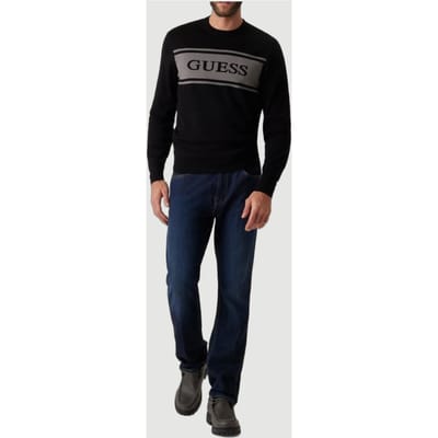 GUESS  Eco Flick Cn Blocking Sw Jet Black A996 Taglia: M | Maglioni a maglia Outlet | Uomo | Nero
