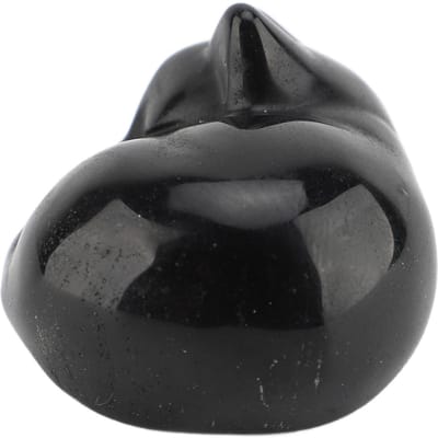 Statue de Chat en Cristal Compacte Multifonctionnelle Mignonne Décoration de Chat Endormi en Cristal pour la Maison Obsidienne (Pierre Noire) black
