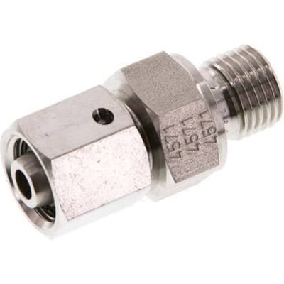 8L & G1/4'' RVS Rechte Draaidoorvoer Buitendraad 315bar FKM O-ring en Afdichtconus Verstelbaar ISO 8434-1