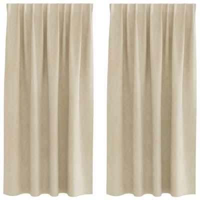 vidaXL - Zwarte - Gordijnen - met - Topband - 2 - stuks - Crème - Fluweel
