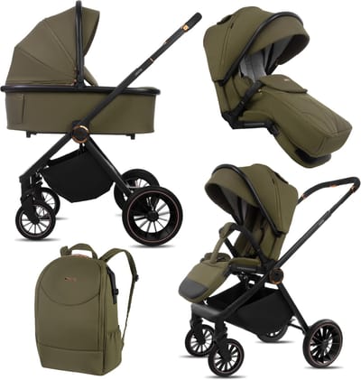 BabyLux® Kinderwagen 2in1 CASTOR, Opvouwbare Lichtgewicht Kinderwagenset Incl. Reiswieg, Buggy Sportzitje, Luiertas En Meer Accessoires, 4 Verstelbare Standen, 0-22kg (0-4 Jaar), Uv-Bescherming 50+
