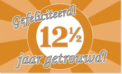 BTH - Gevelvlag 12,5 Jaar Getrouwd - 150x90cm - XXL Polyester Vlag - Vlag - Feestvlaggen - Flag - Koperen Huwelijk - 1 St