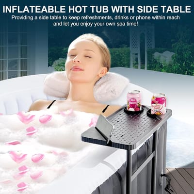 Opblaasbare Whirlpool 4-6 Personen 195 x 195 x 63,5 cm – AirJet Spa met 120 Bubbeljets, Verwarmingspomp 40°C, Geïsoleerde Cover & Filtersysteem – Indoor/Outdoor Jacuzzi Veelhoek – Laura