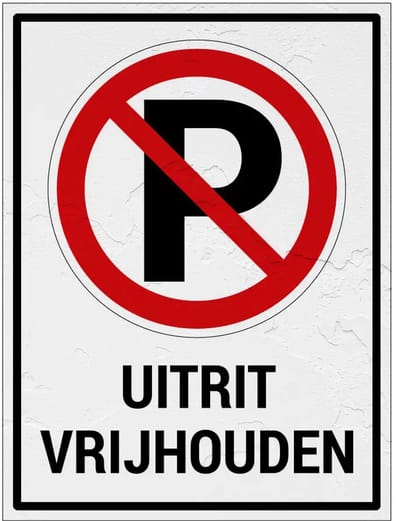 Uitrit vrijhouden bord met tekst | Sign Again materiaal | 20 x 15 cm