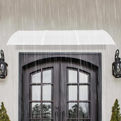 Voordeur Luifel - Overkapping Huisdeur - Bescherming Buiten - Weerbestendig Aluminium - 292 x 89 cm - Doorzichtig Wit