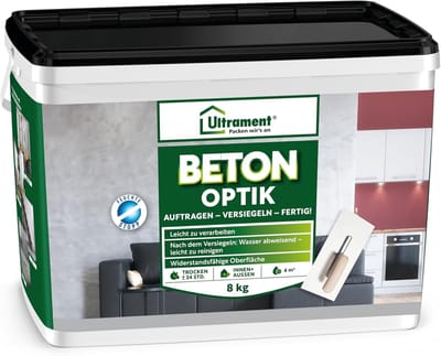 Ultrament betonlook poedervuller 8 kg, witgrijs | Modern wandontwerp met betonlook voor binnen- en buitengebruik | Weerbestendig, vorstbestendig en UV-bestendig
