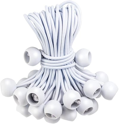 EXCITAT Spanbanden met kogel - Zeilspanner met kogel - Tentband verlengring - Tentrubberspanner met kogel - Geschikt voor zeilen, partytenten, spandoeken, aanhangernetten - Wit - 50 stuks - 15 cm