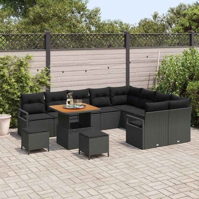 vidaXL - Tuinbank - Set - 12 - st - 11-Aantal - zitplaatsen - Zwart