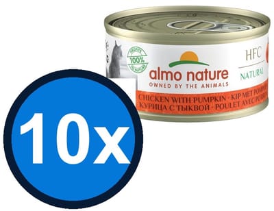 10x Almo Nature HFC - Kip & Pompoen - Kattenvoer Natvoer - 70g