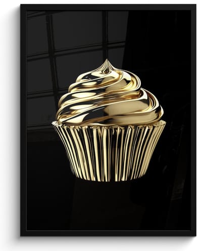 Fotolijst inclusief poster - Posterlijst 50x70 cm - Posters - Cupcake - Eten - Goud - Zwart - Foto in lijst - Keuken decoratie muur - Wanddecoratie accessoires - Muurdecoratie - Schilderijen
