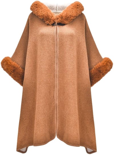 Dailygoods- Poncho Dames - Warm/Faux Fur - Eén Maat - Lichtgewicht/Acrylvezel - Bovenwijdte 105 cm - Lengte 75 cm - Cape