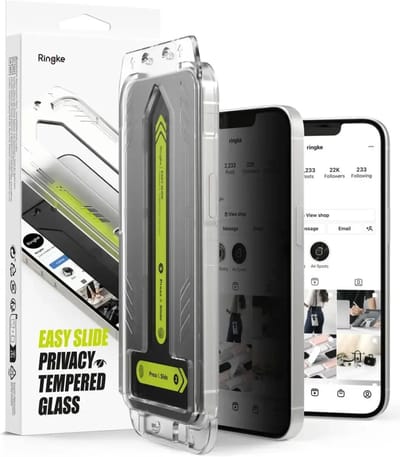 Ringke Easy Slide Privacy Geschikt voor Apple iPhone 17e/16e/14/13/13 Pro | Screen Protector met Jig | 9H Volledig Dekkend Tempered Glass | Case Friendly | Anti-Spy | Gemakkelijke Installatie | 2-Pack