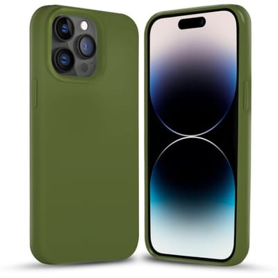 Coverzs Solid silicone case geschikt voor Apple iPhone 14 Pro (legergroen) - iPhone 14 Pro hoesje groen - iPhone 14 Pro case geschikt voor Apple - Luxe siliconen hoesje met 3-laags bescherming