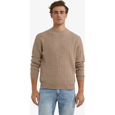McGregor Cable Crew Neck Sweater Sand Size: XXL | Sweaters Outlet | Heren | Beige