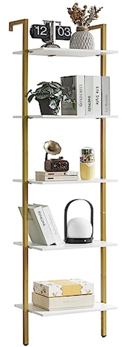 Industriële 5-laags wandplank met metalen frame voor woonkamer, keuken en kantoor - 40 × 30 × 178 cm