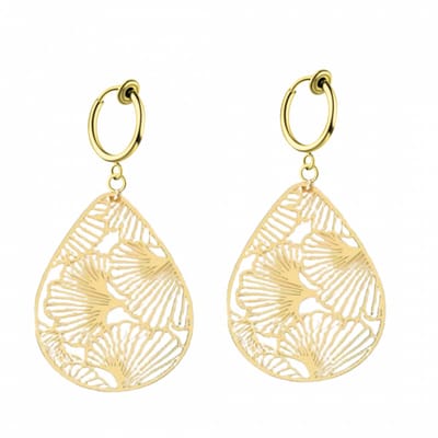 Klem oorbellen- blad - filigraan - goudkleurig - ginkgo- geen gaatje- Charme Bijoux