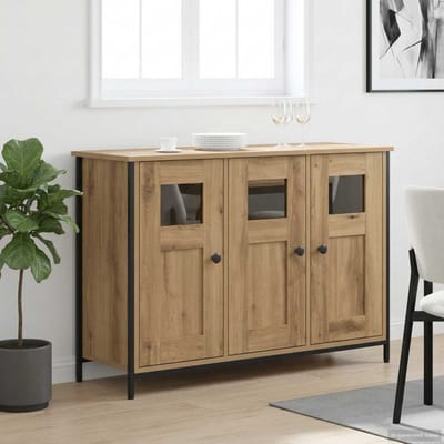 vidaXL - Dressoir - Artisanaal - eiken - 100 - x - 35 - x - 70 - cm - Bewerkt - hout
