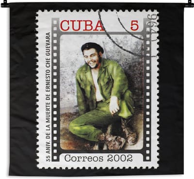 Wandkleed Che Guevara - Postzegel met Che Guevara Wandkleed katoen 60x60 cm - Wandtapijt met foto