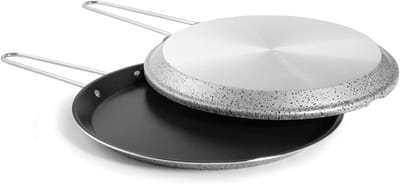 Hapjespan Aluminium - Koekenpan met anti-aanbaklaag - Lekker Koken - 6-laags antiaanbaklaag - 24 cm - Grijs