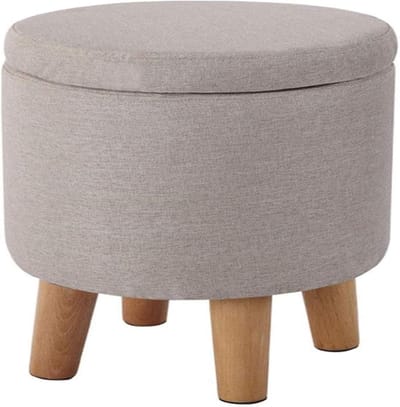 Pouf ottomans storage ottomans accent stool ottoman chest detachable cloth cover chair cotton linen round small sofa modern simple shoe changing stool with wooden legs ottoman (colo