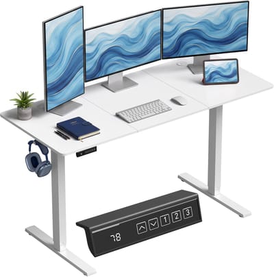 Elektrisch zit-sta bureau - In hoogte verstelbaar - Thuiswerkplek - 140x60 cm - Wit