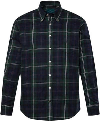 Boston Park - Heren - Geruit overhemd lange mouwen buttondown-kraag - Middernacht groen - Maat 5XL