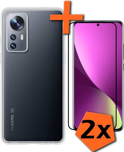Hoes - Met 2x Screenprotector - Geschikt voor Xiaomi 12 - Sterk & Shockproof - Back Cover - Siliconen Case - Telefoon Hoes - Transparant