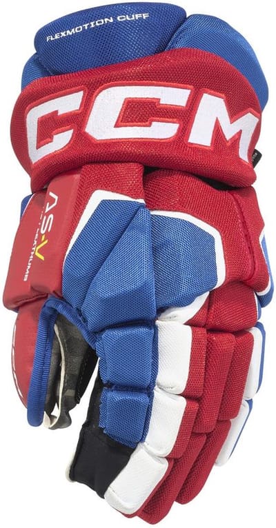 CCM - AS-V - IJshockeyhandschoenen - Kinderen - Royal - Rood - Wit - 12