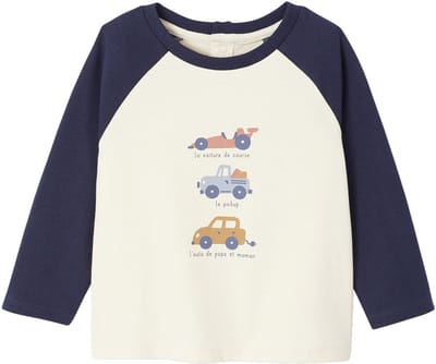 Vertbaudet T-shirt baby met lange mouwen en een geplaatste print aan de voorkant