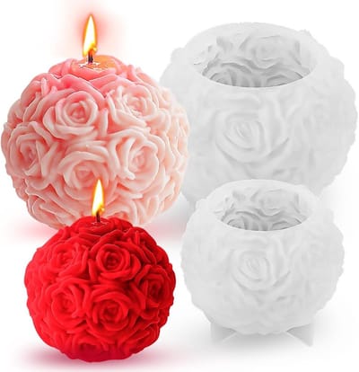 Rozenbloem Kaarsvorm Silicone Mould, 3D DIY Gietvormen voor Geurkaarsen en Zeep, Perfect voor Valentijnsdag Decoraties en Creatieve Projecten