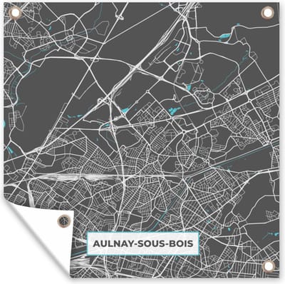 Tuin poster Plattegrond - Stadskaart - Kaart - Frankrijk - Aulnay-sous-Bois - 200x200 cm - Tuindoek