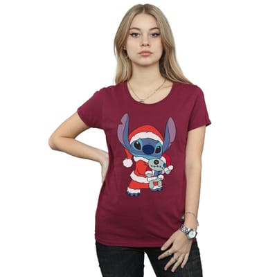 Disney Dames/Dames Lilo And Stitch Kerst Katoenen T-Shirt (Bourgondië)