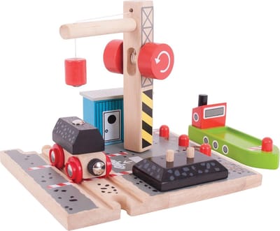 Bigjigs Houten Treinrails - Haven Kolen Laadstation